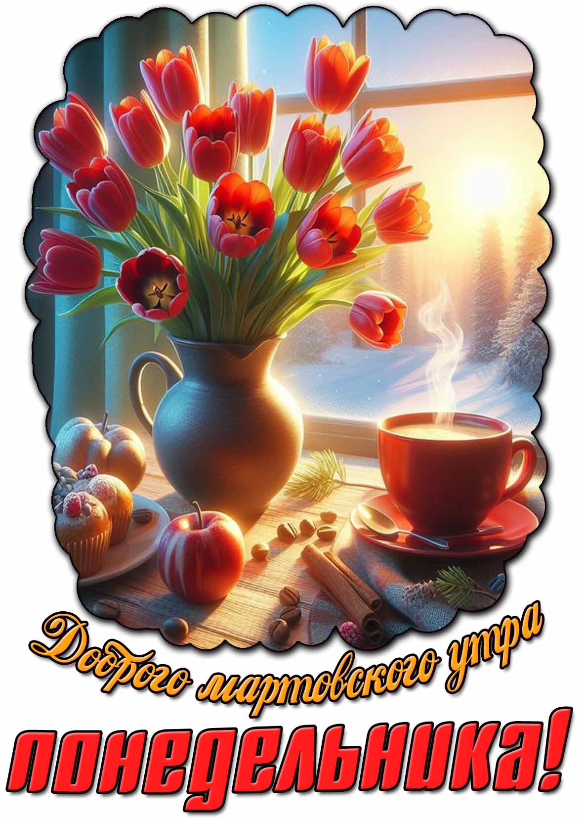 Открытка доброго мартовского утра понедельника
