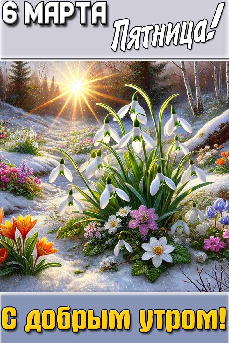 Открытка "6 марта пятница! С добрым утром!"