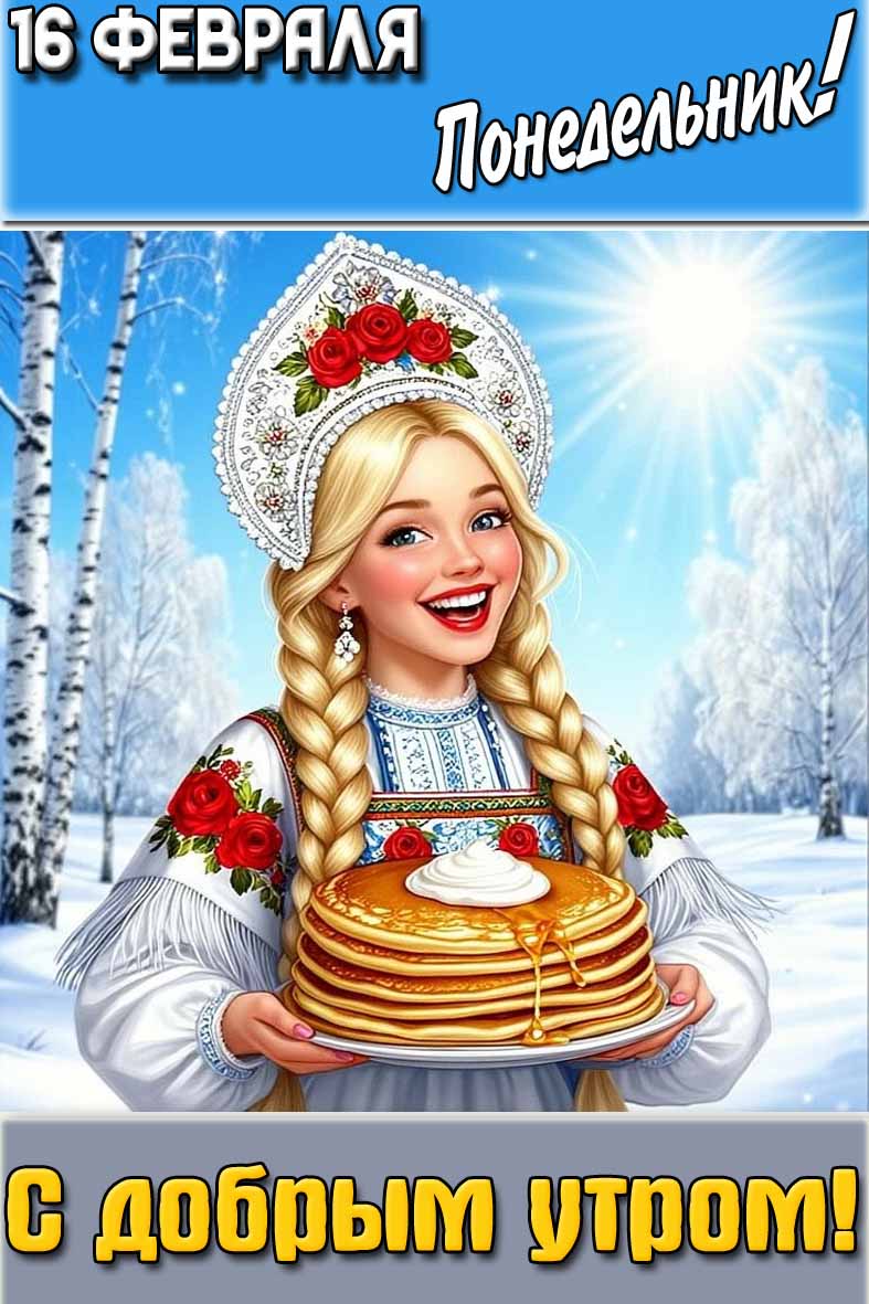 Картинка "16 февраля понедельник! С добрым утром!"