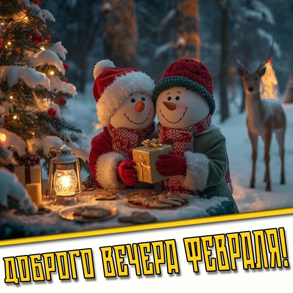 Доброго вечера февраля! - картинка со снеговиками