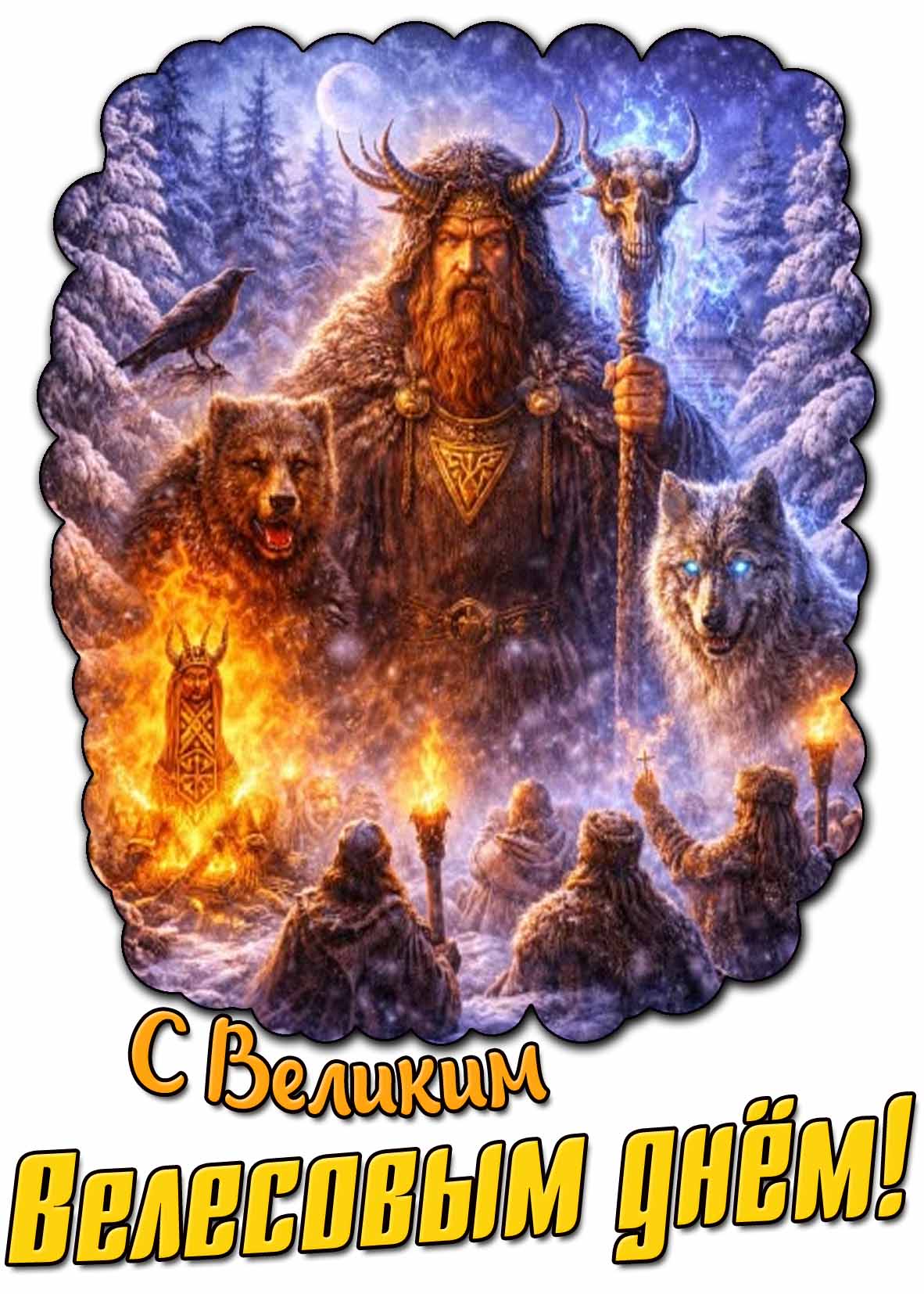 Красивая открытка с Великим Велесовым днём