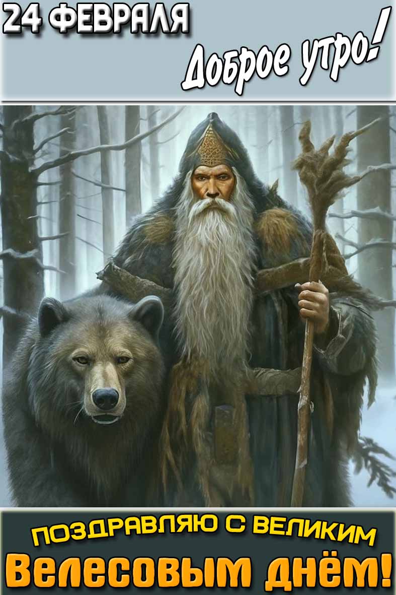 Картинка "24 февраля доброе утро! Поздравляю с Великим Велесовым днём!"