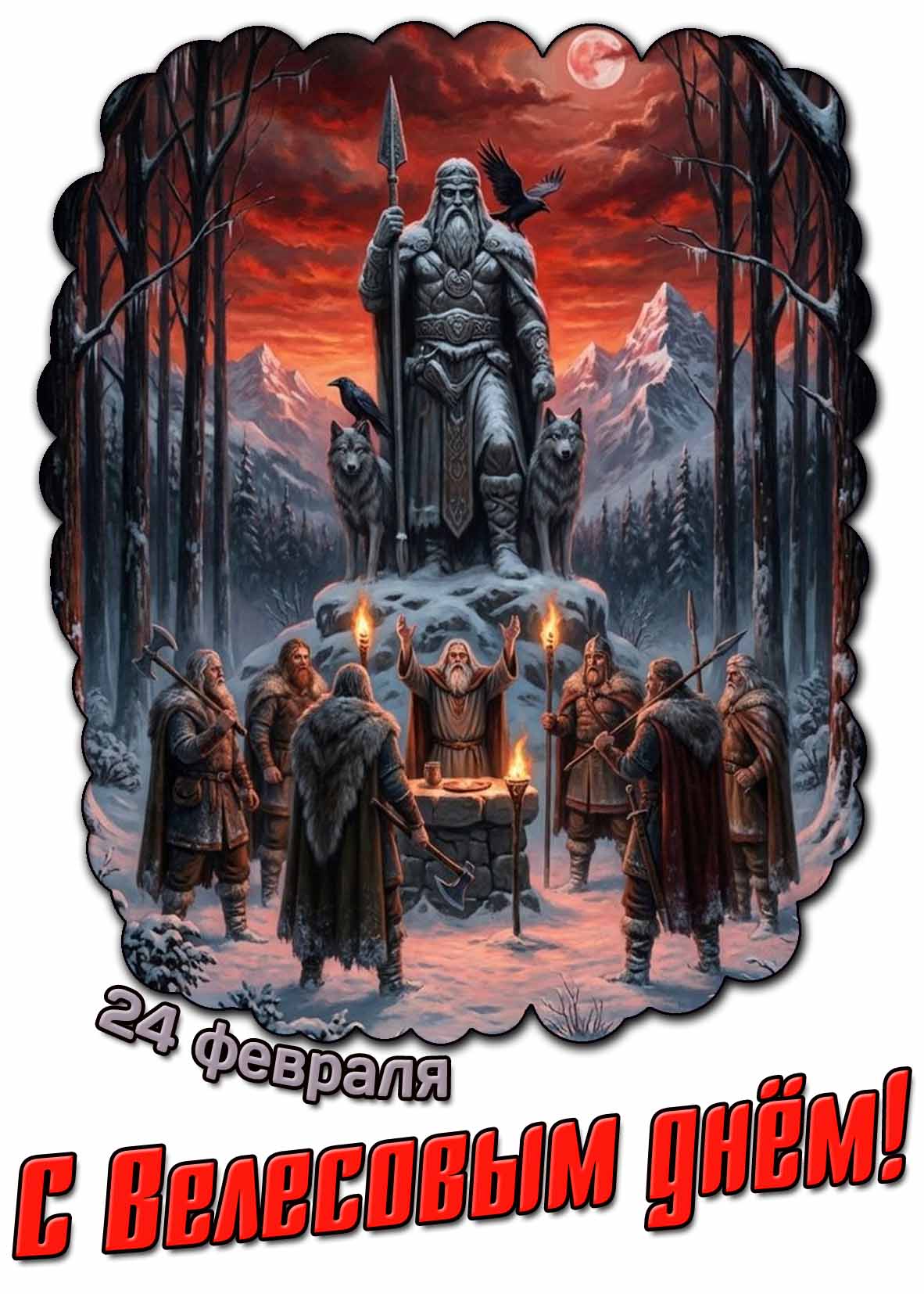 Открытка 24 февраля - с Велесовым днём!