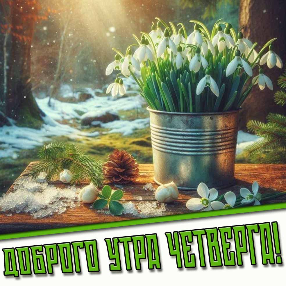 Доброго утра четверга! - картинка с весенними подснежниками