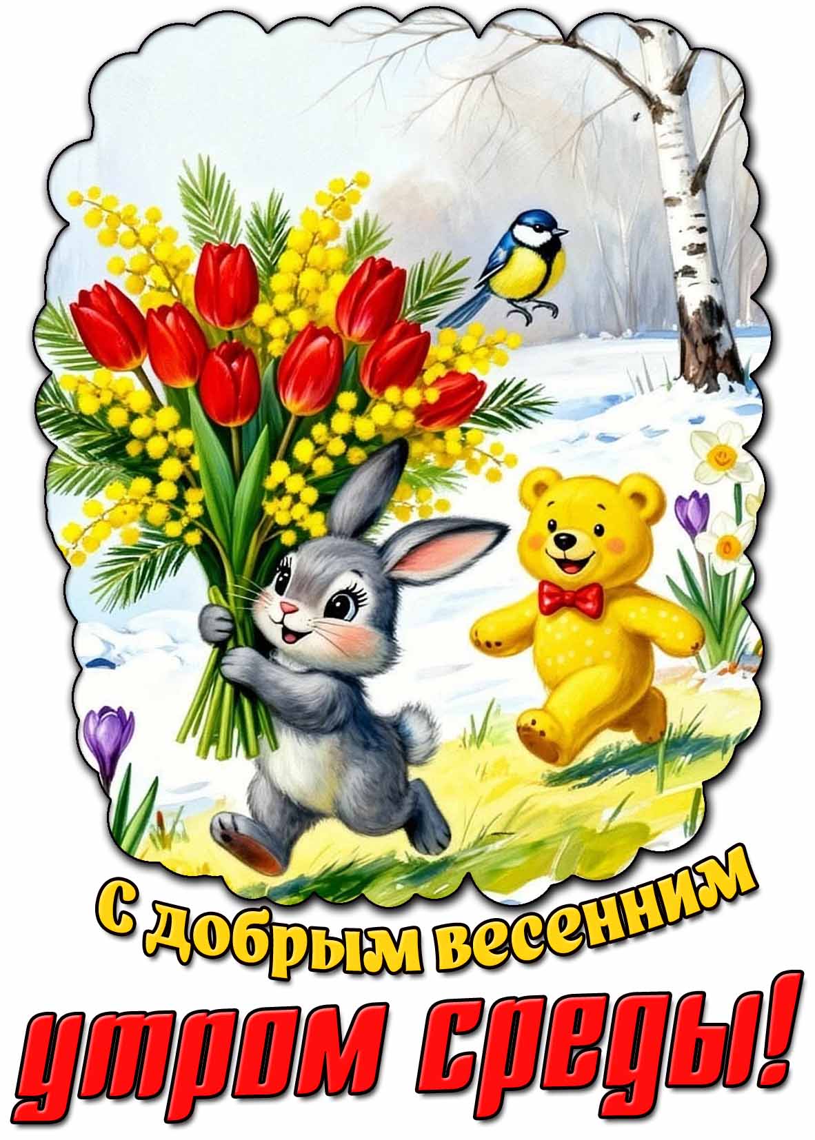 Открытка с добрым весенним утром среды