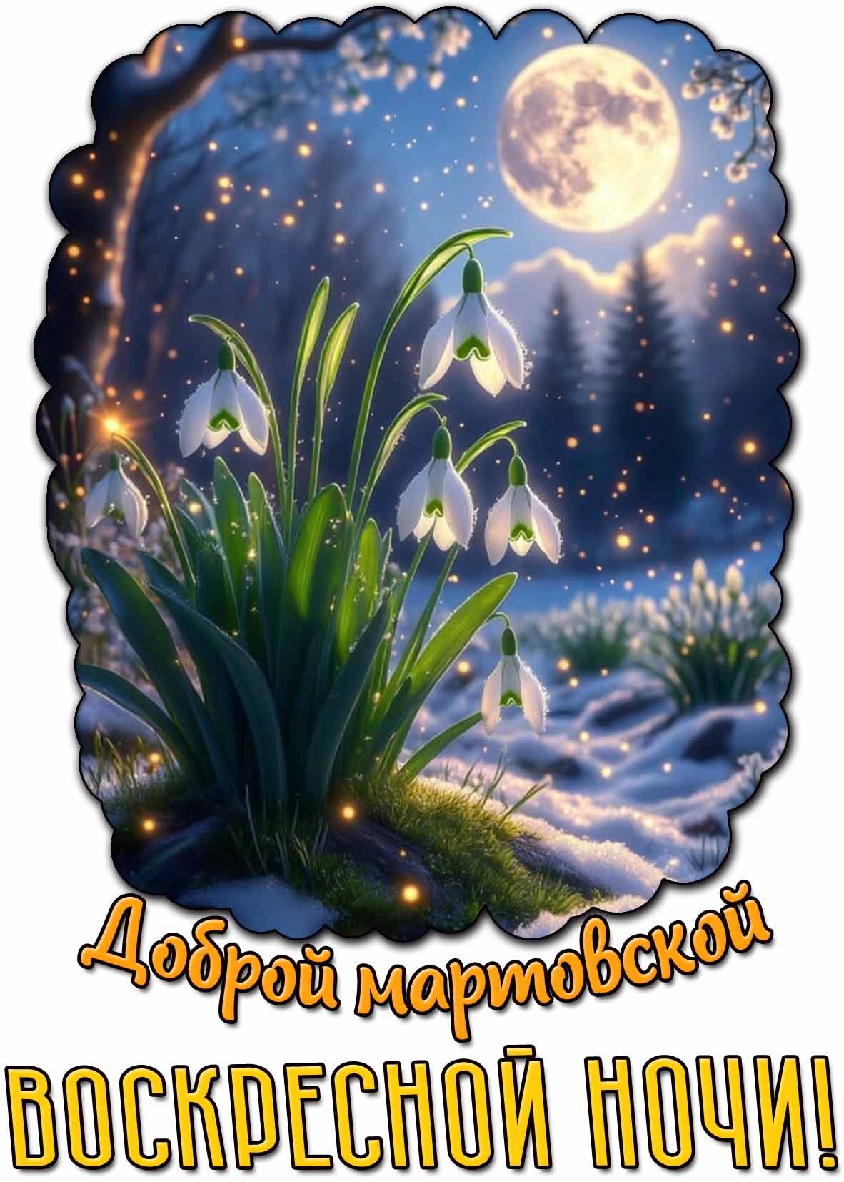Открытка доброй мартовской воскресной ночи