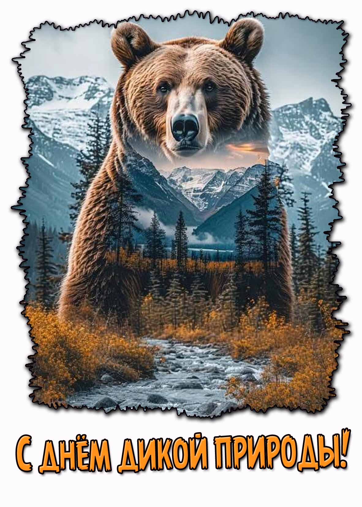 С днём дикой природы! - открытка с медведем