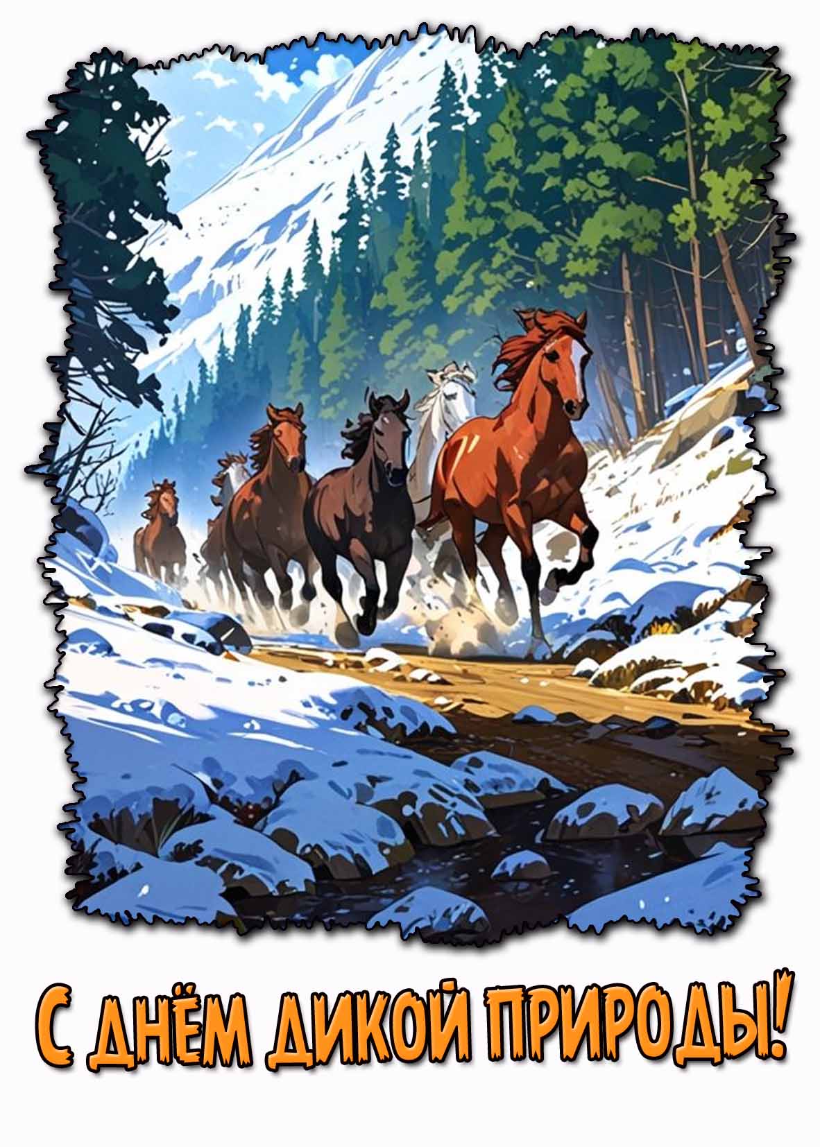 С днём дикой природы! - открытка с лошадьми
