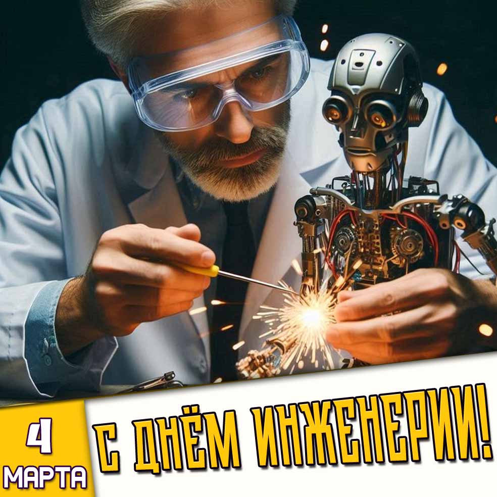 Открытка 4 марта - с днём инженерии!