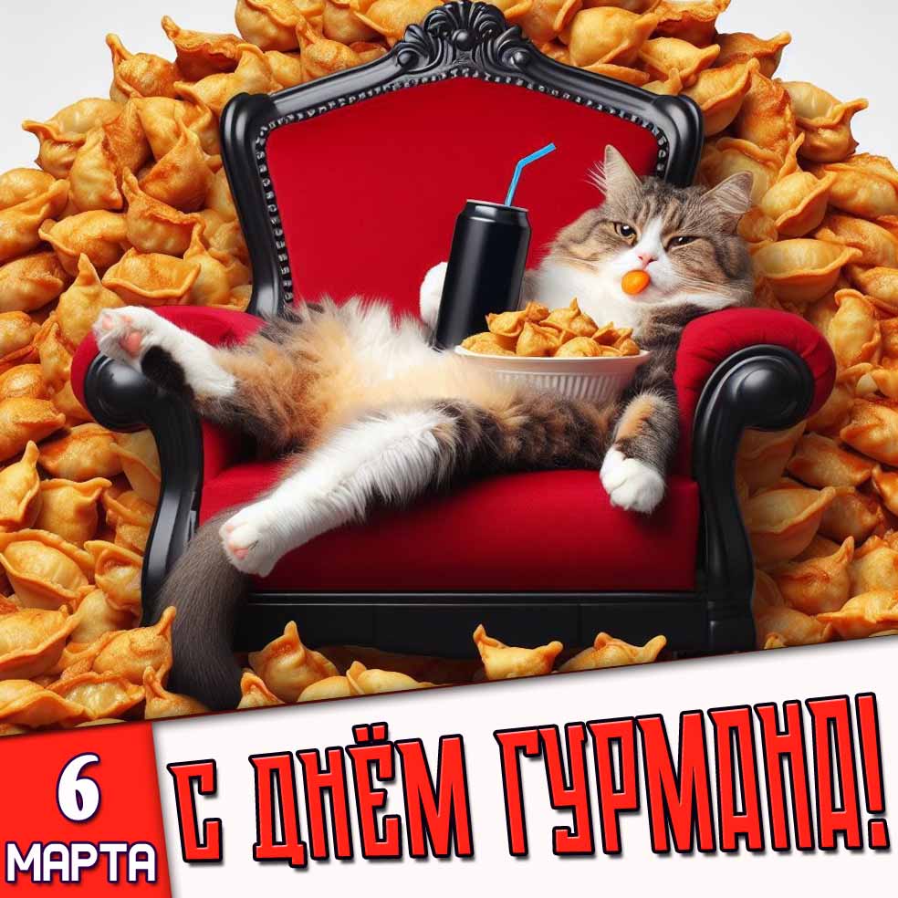 Смешная открытка 6 марта - с днём гурмана!