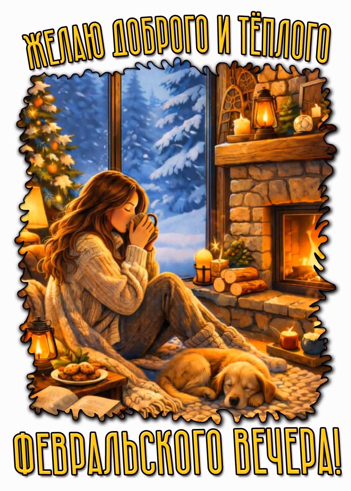 Картинка "Желаю доброго и тёплого февральского вечера!"