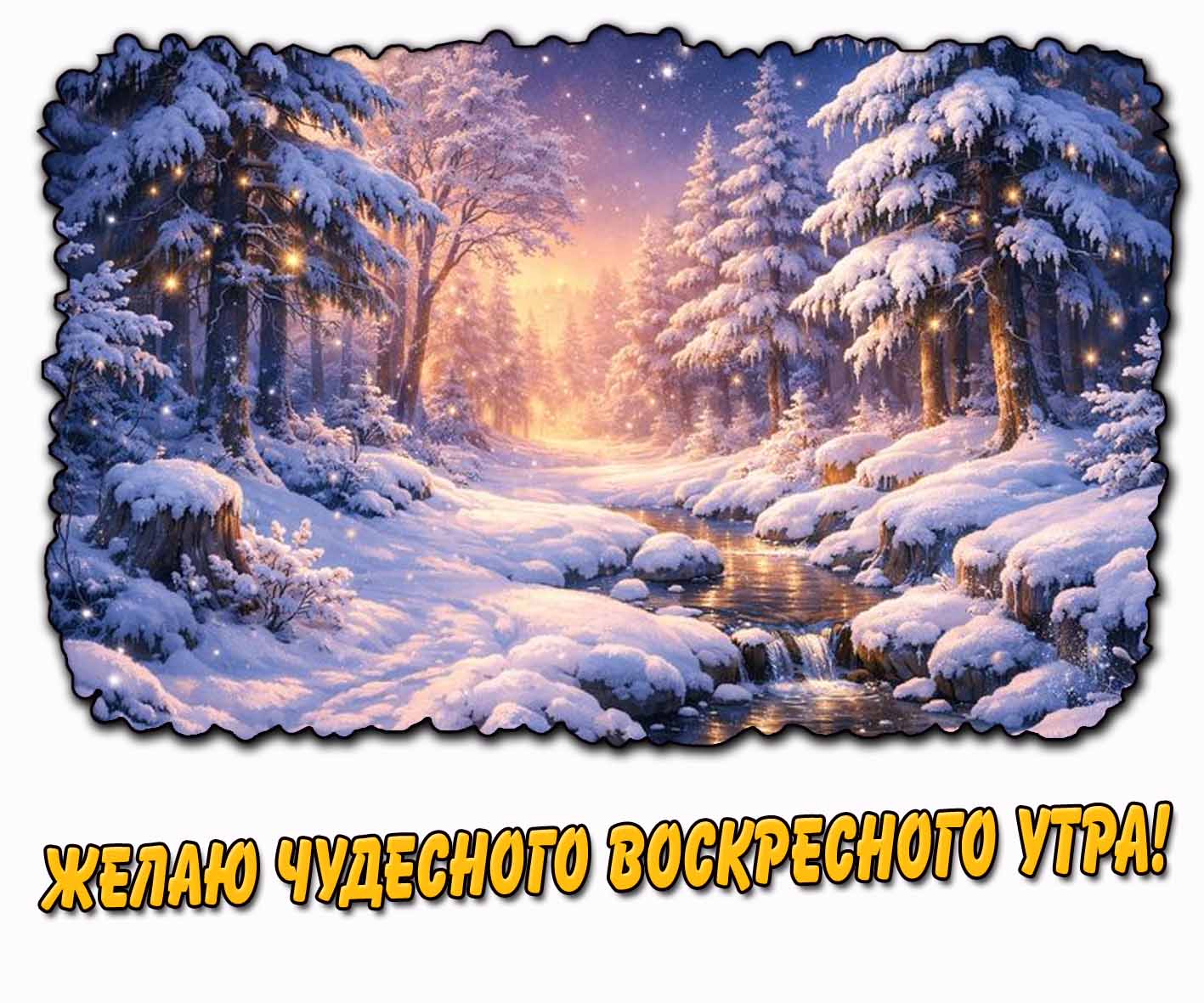 Желаю чудесного воскресного утра! - картинка со снежным лесом