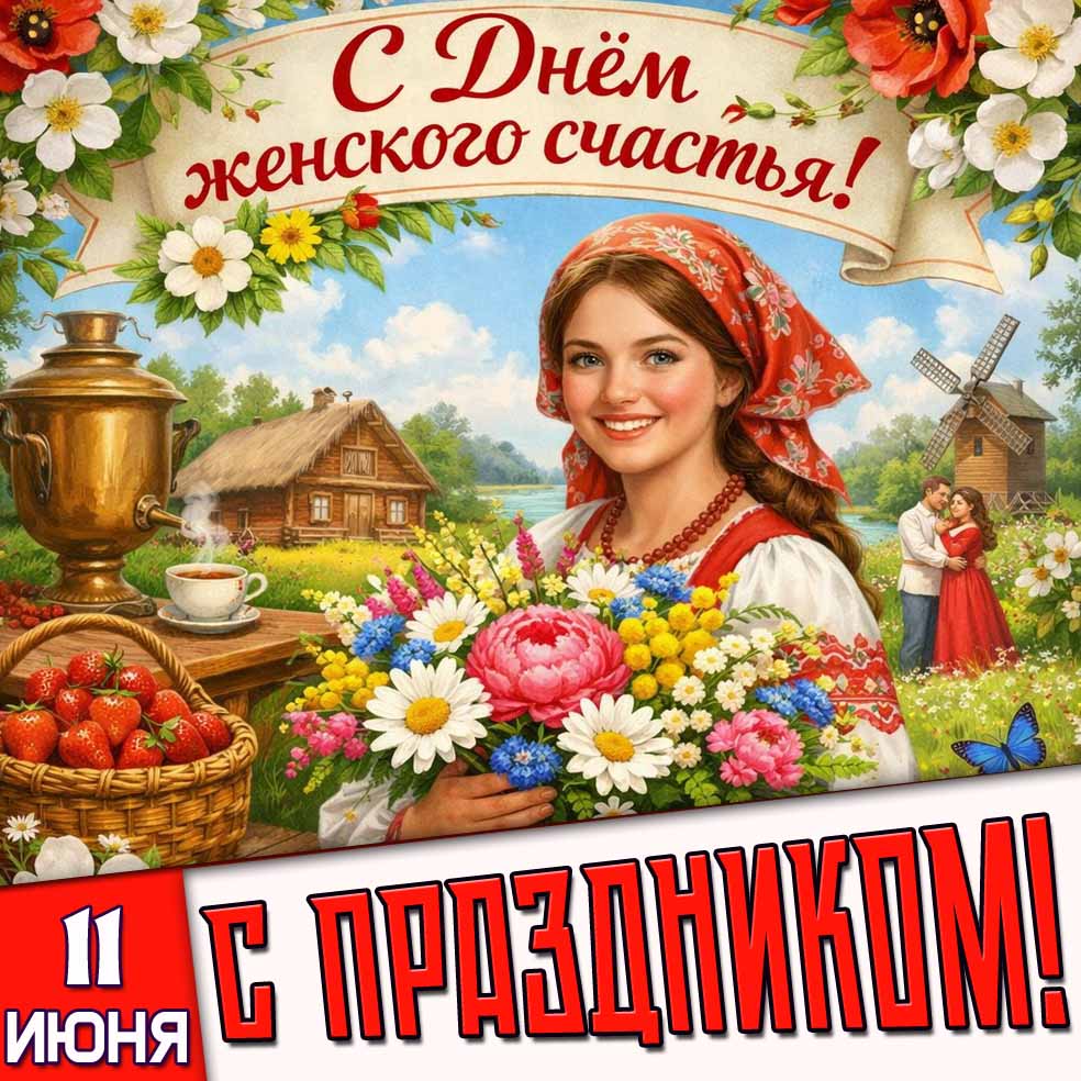 Картинка "11 Июня - С днём женского счастья! С праздником!"