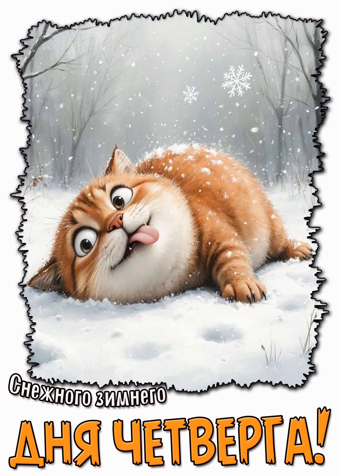 Прикольная открытка снежного зимнего дня четверга