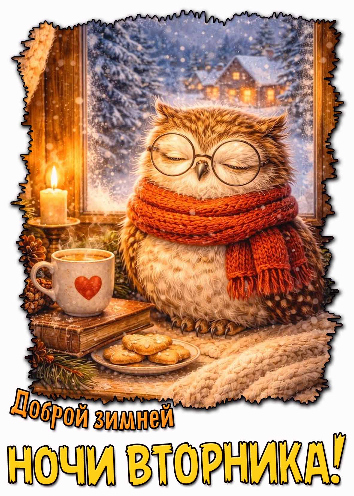 Красивая картинка доброй зимней ночи вторника
