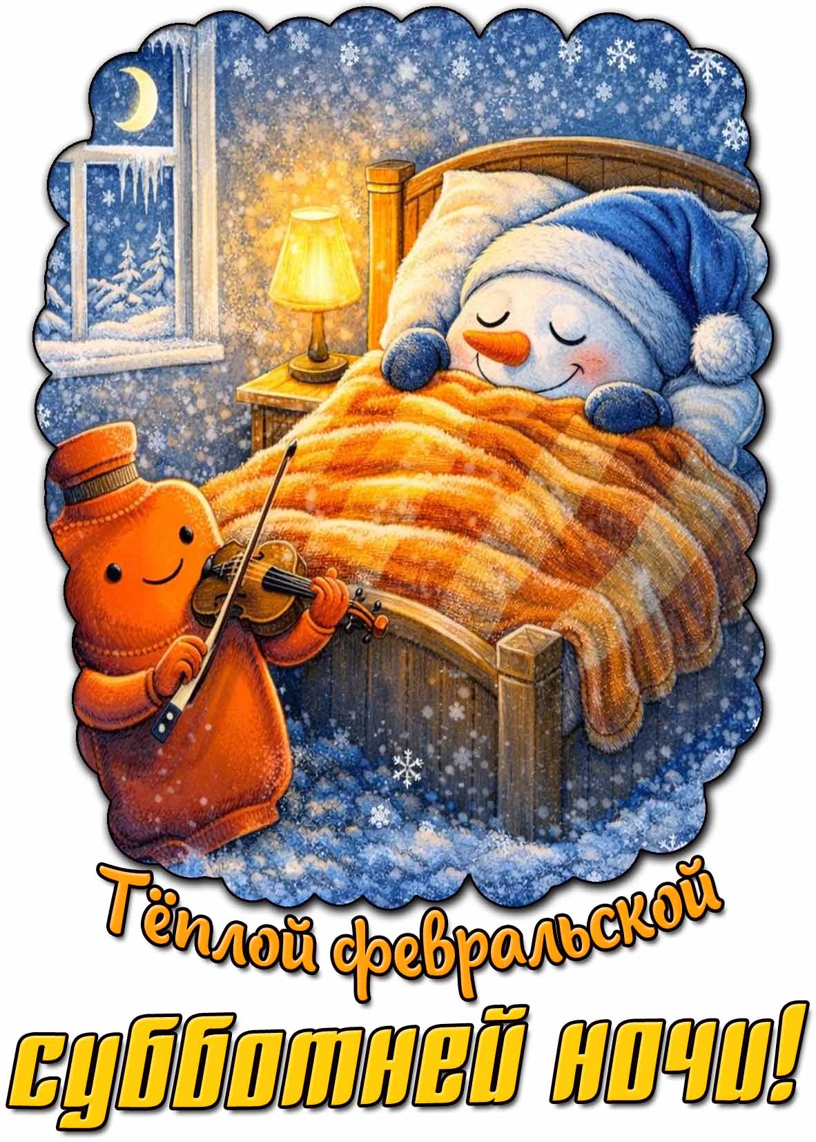 Прикольная открытка тёплой февральской субботней ночи