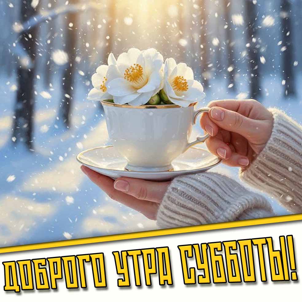 Доброго утра субботы! - снежная картинка с цветами