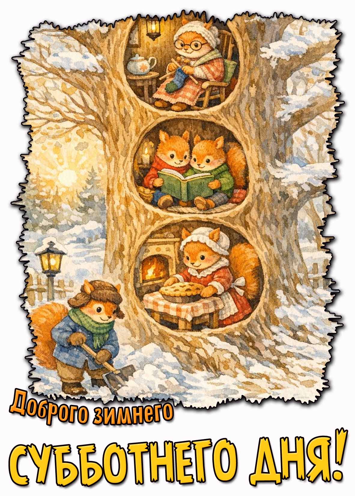 Открытка доброго зимнего субботнего дня