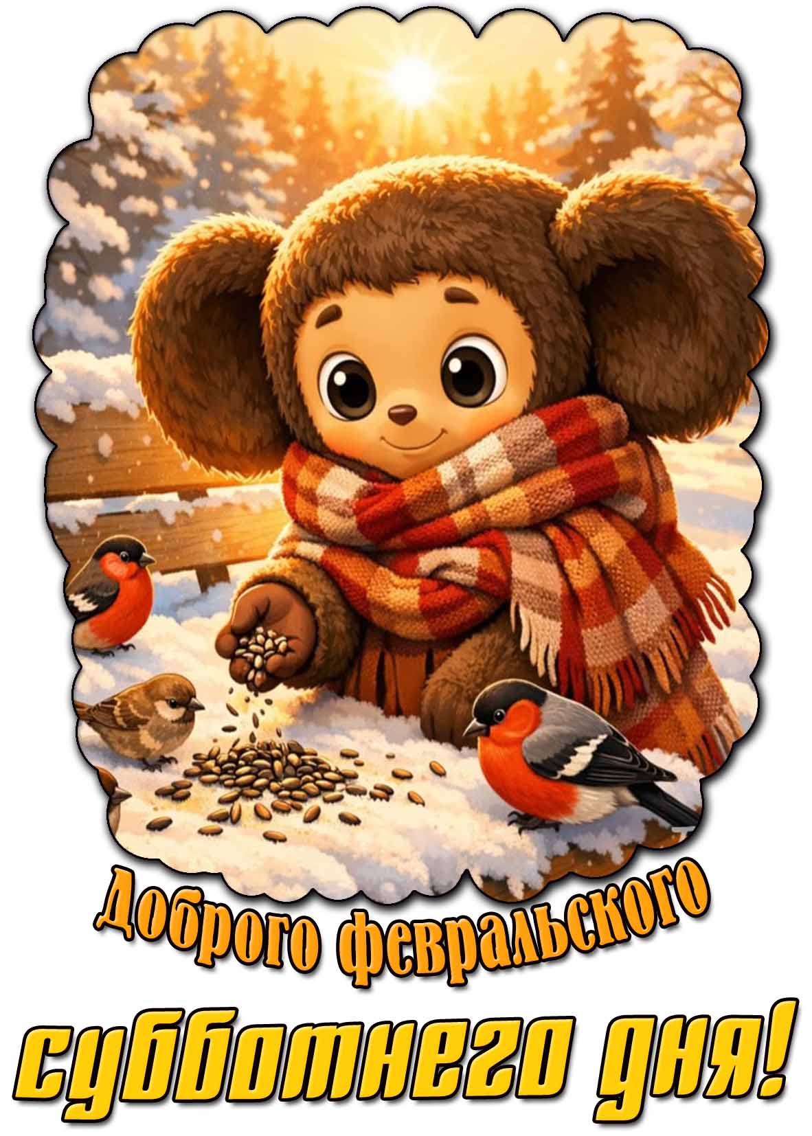 Открытка доброго февральского субботнего дня