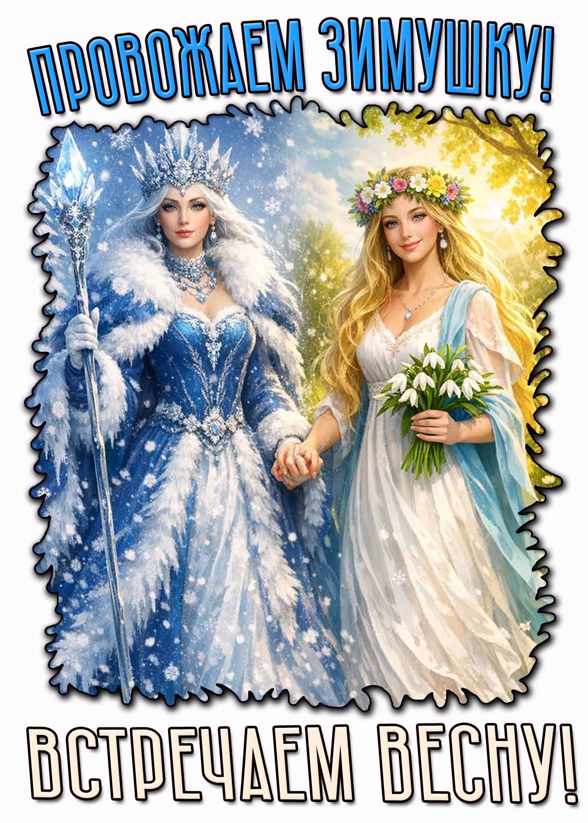 Открытка "Провожаем зимушку! Встречаем весну!"