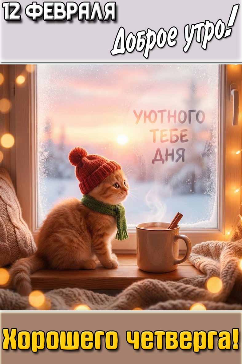 Картинка "12 февраля доброе утро! Уютного тебе дня! Хорошего четверга!"