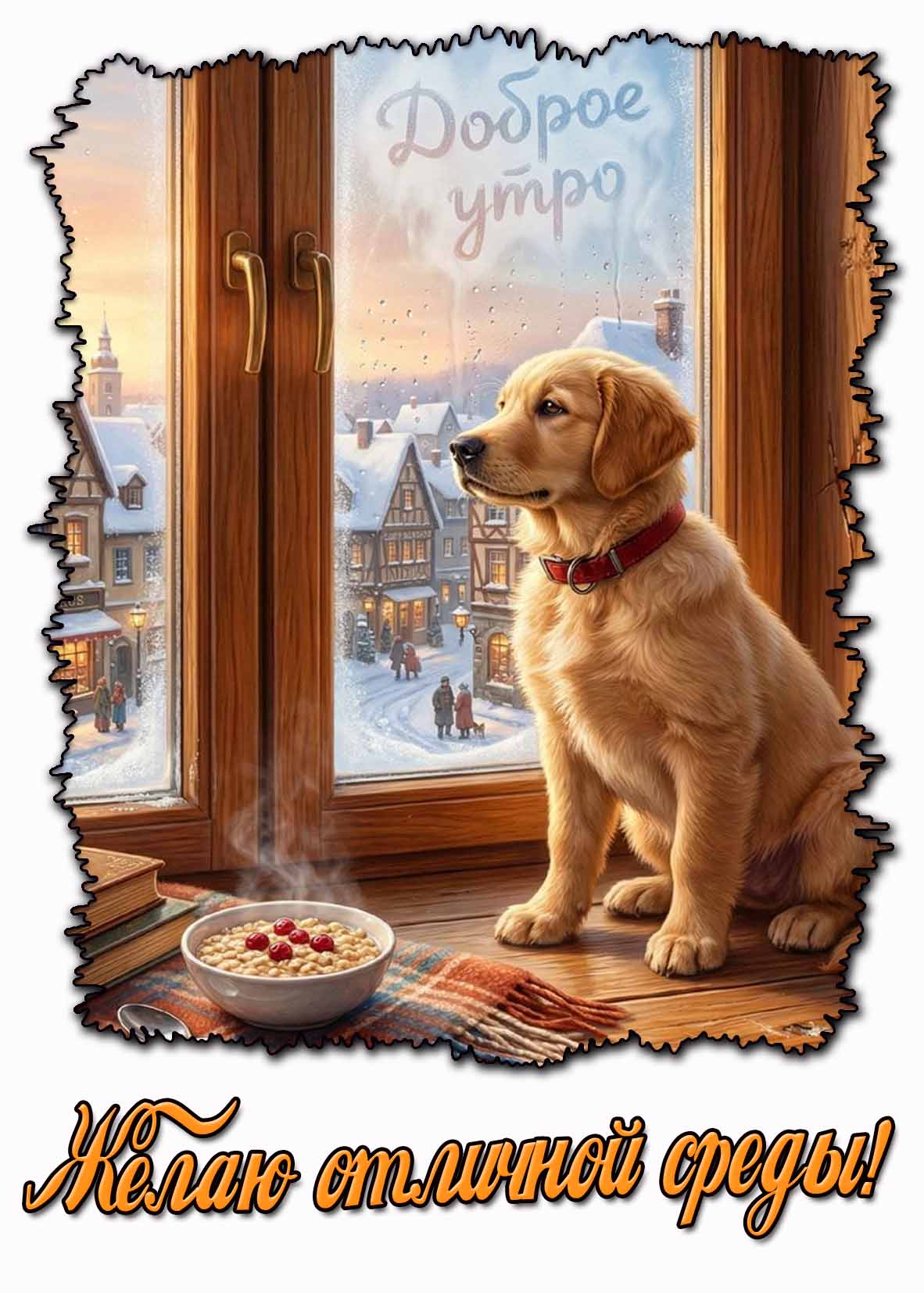 Открытка "Доброе утро! Желаю отличной среды!"