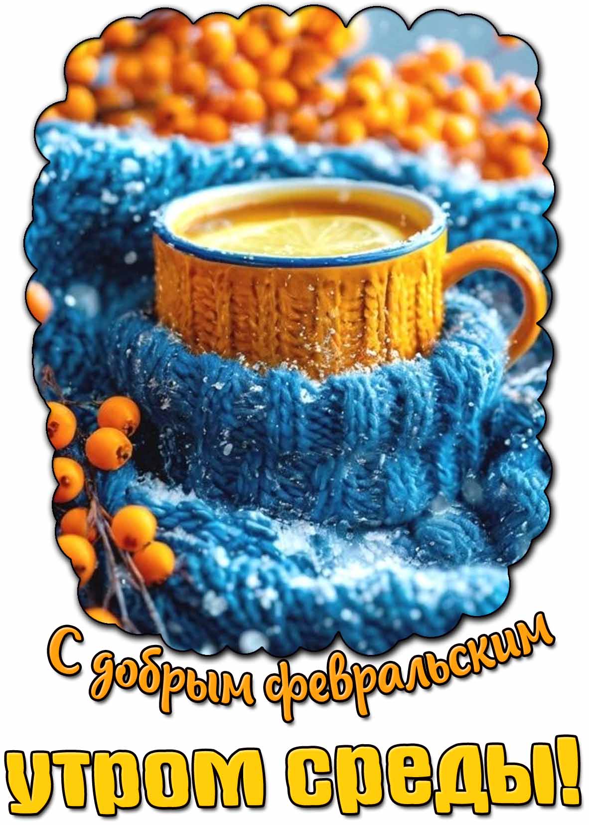 Открытка с добрым февральским утром среды