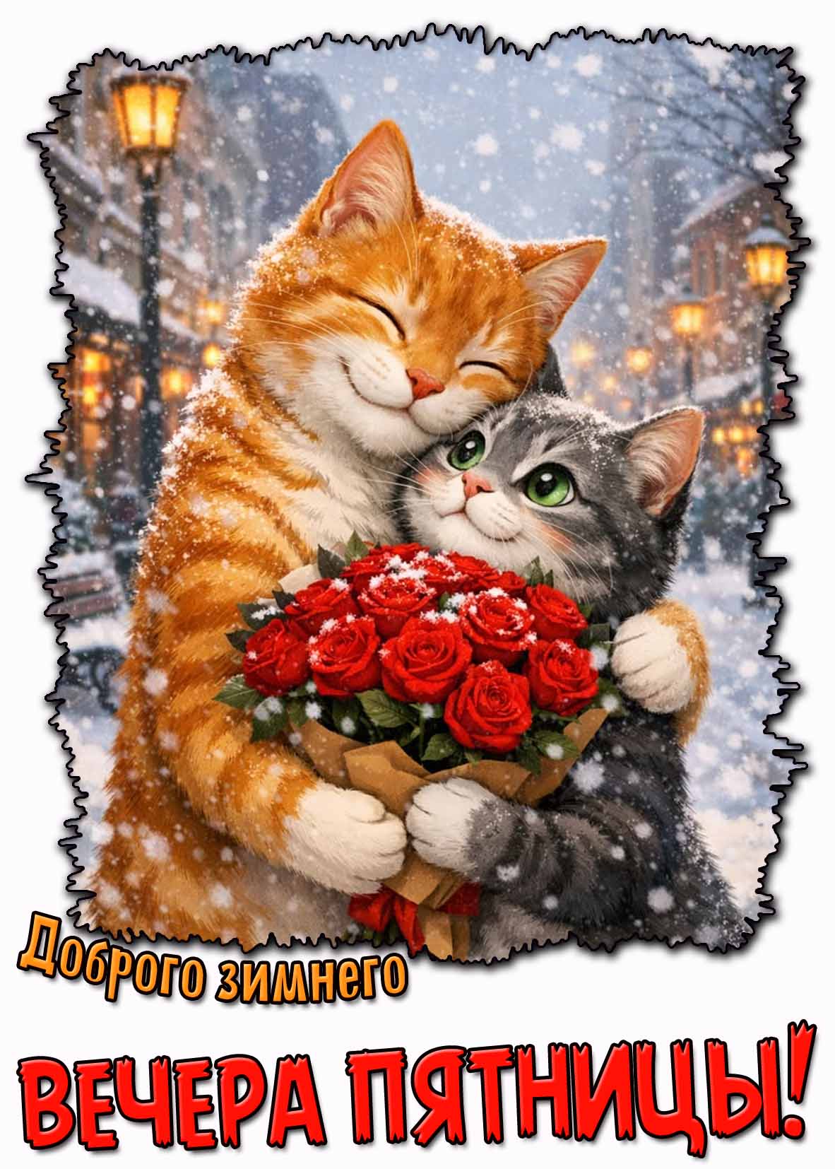 Красивая картинка доброго зимнего вечера пятницы
