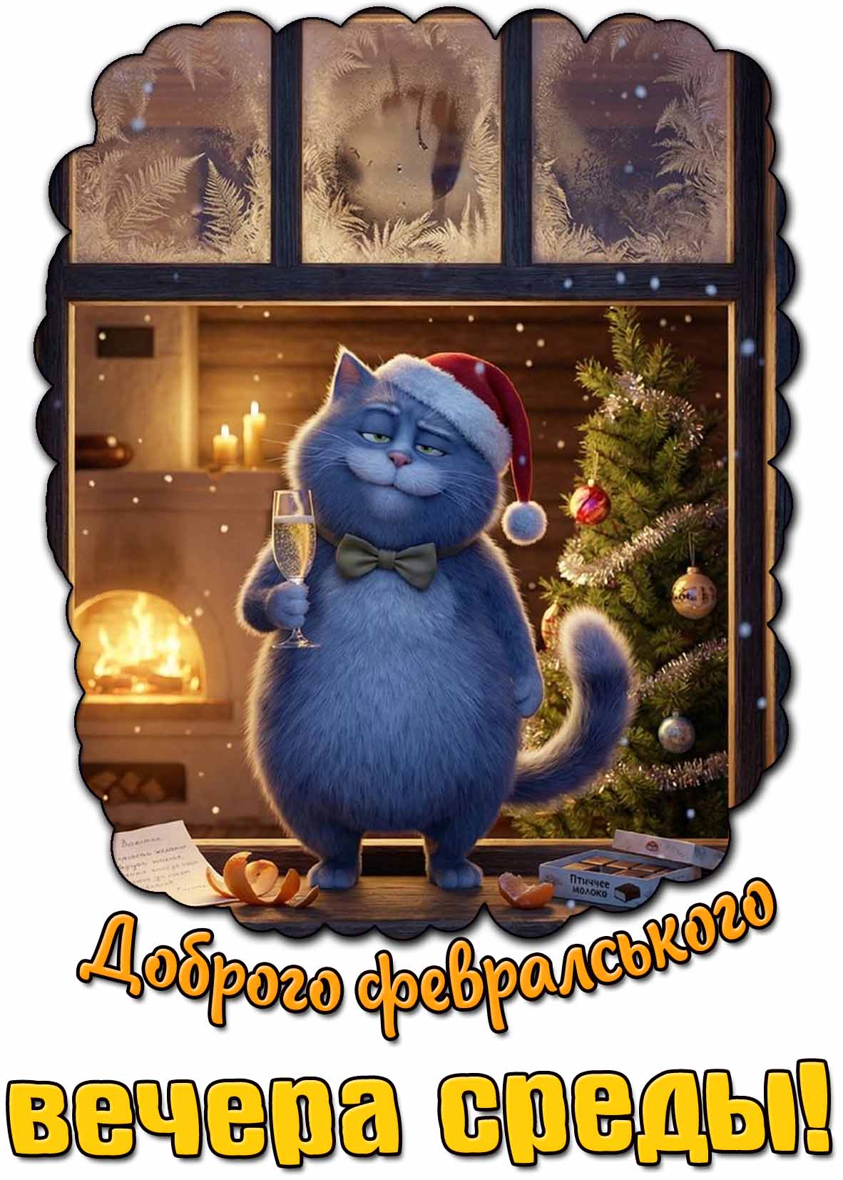 Прикольная открытка доброго февральского вечера среды