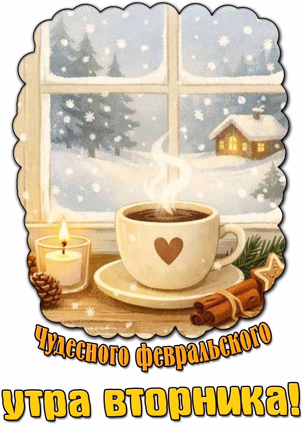 Открытка чудесного февральского утра вторника