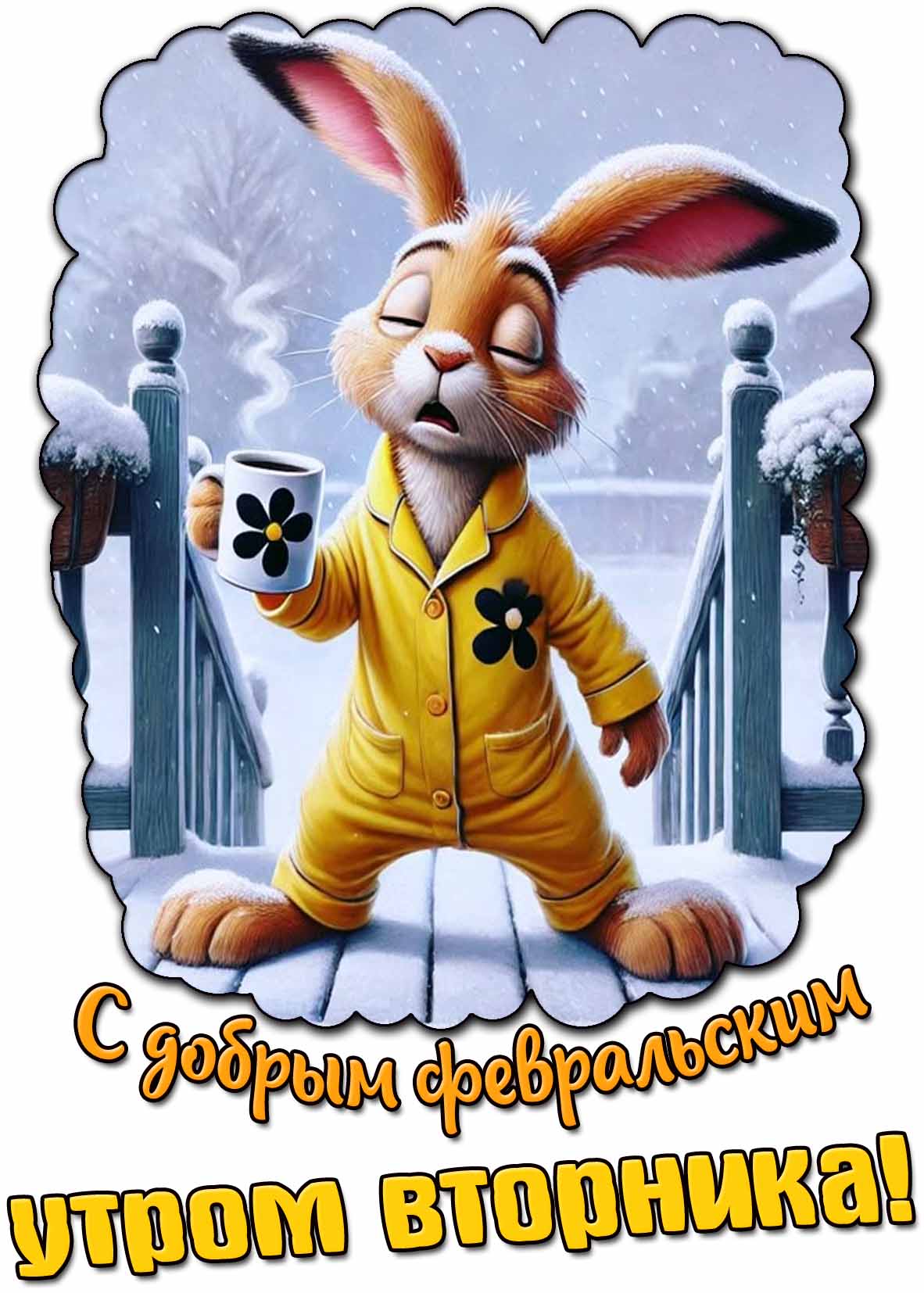 Прикольная открытка с добрым февральским утром вторника