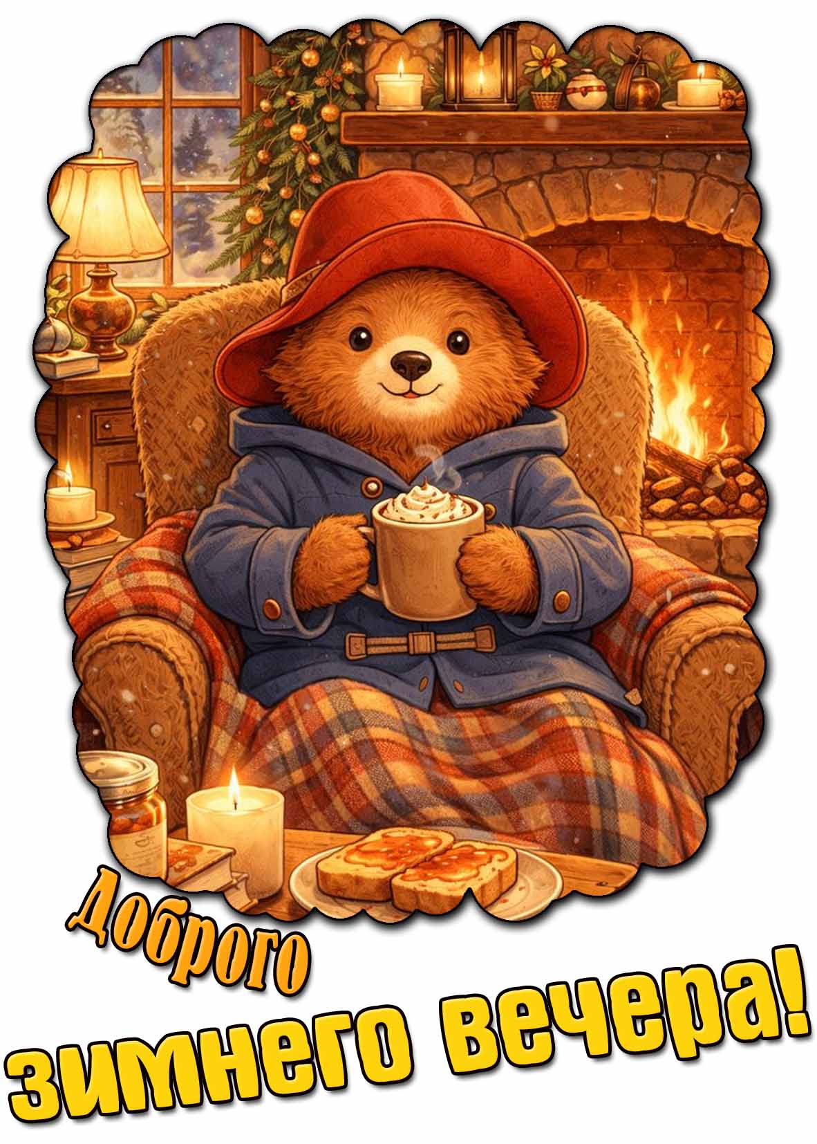 Открытка доброго зимнего вечера