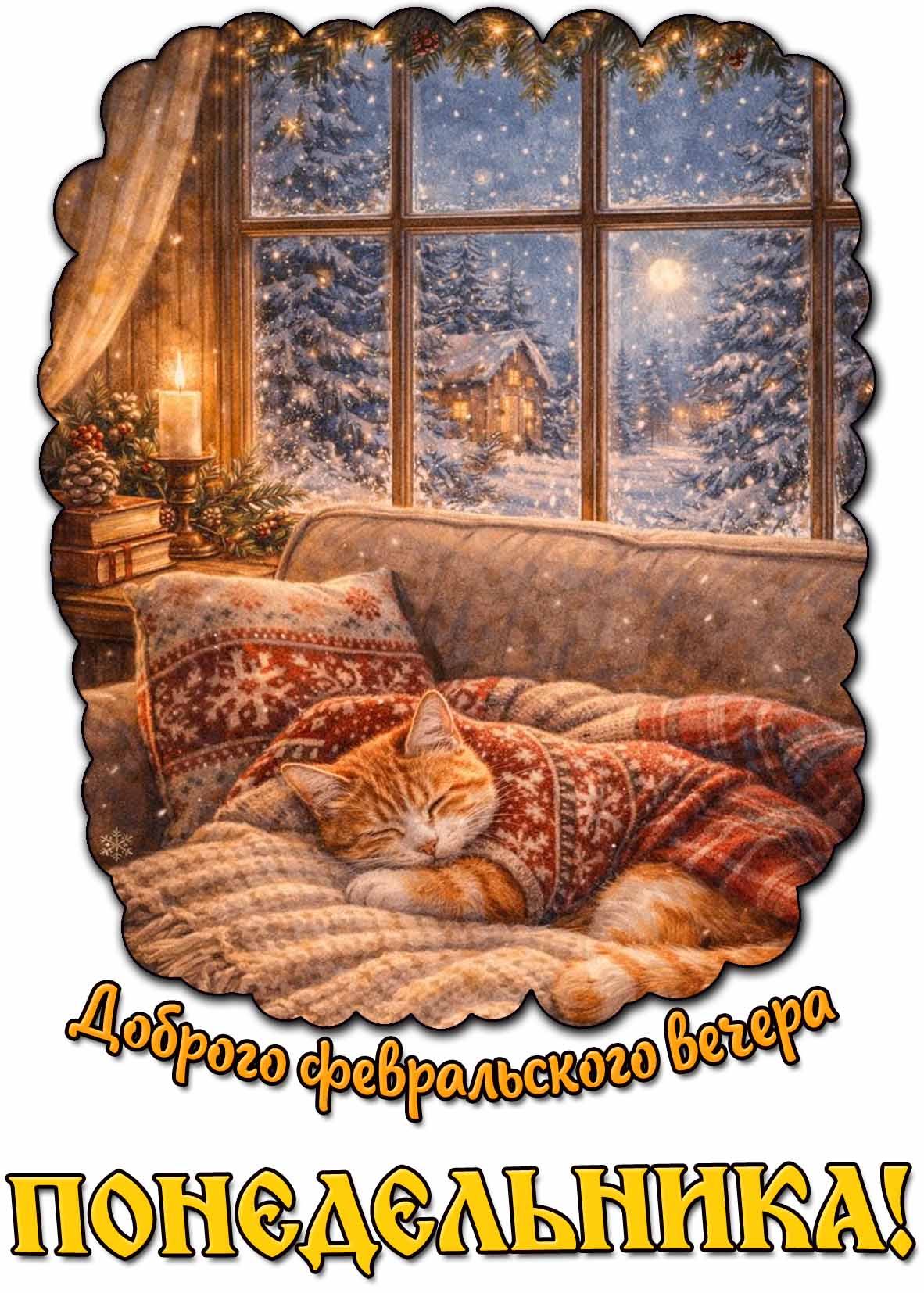 Картинка доброго февральского вечера понедельника