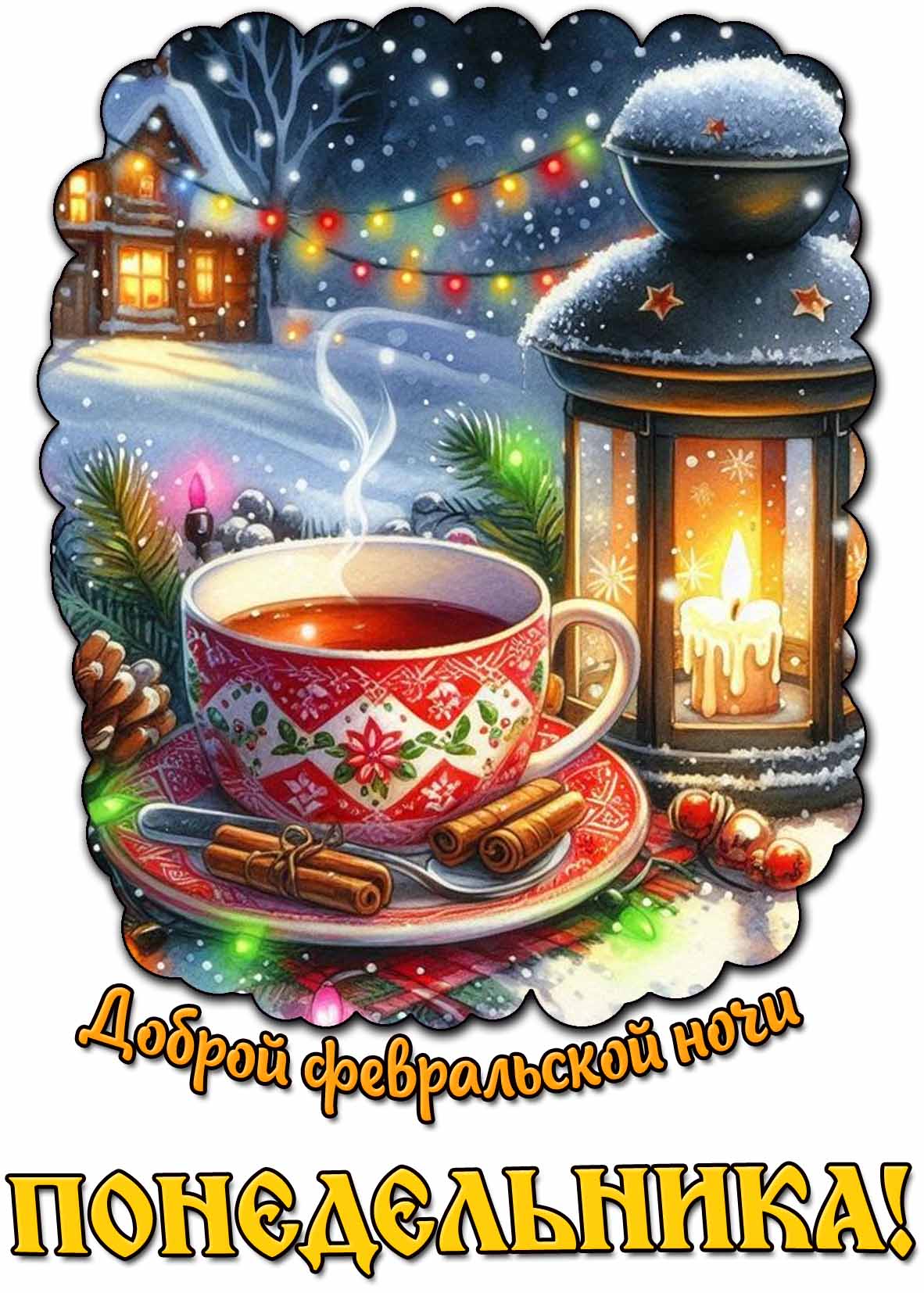 Открытка доброй февральской ночи понедельника