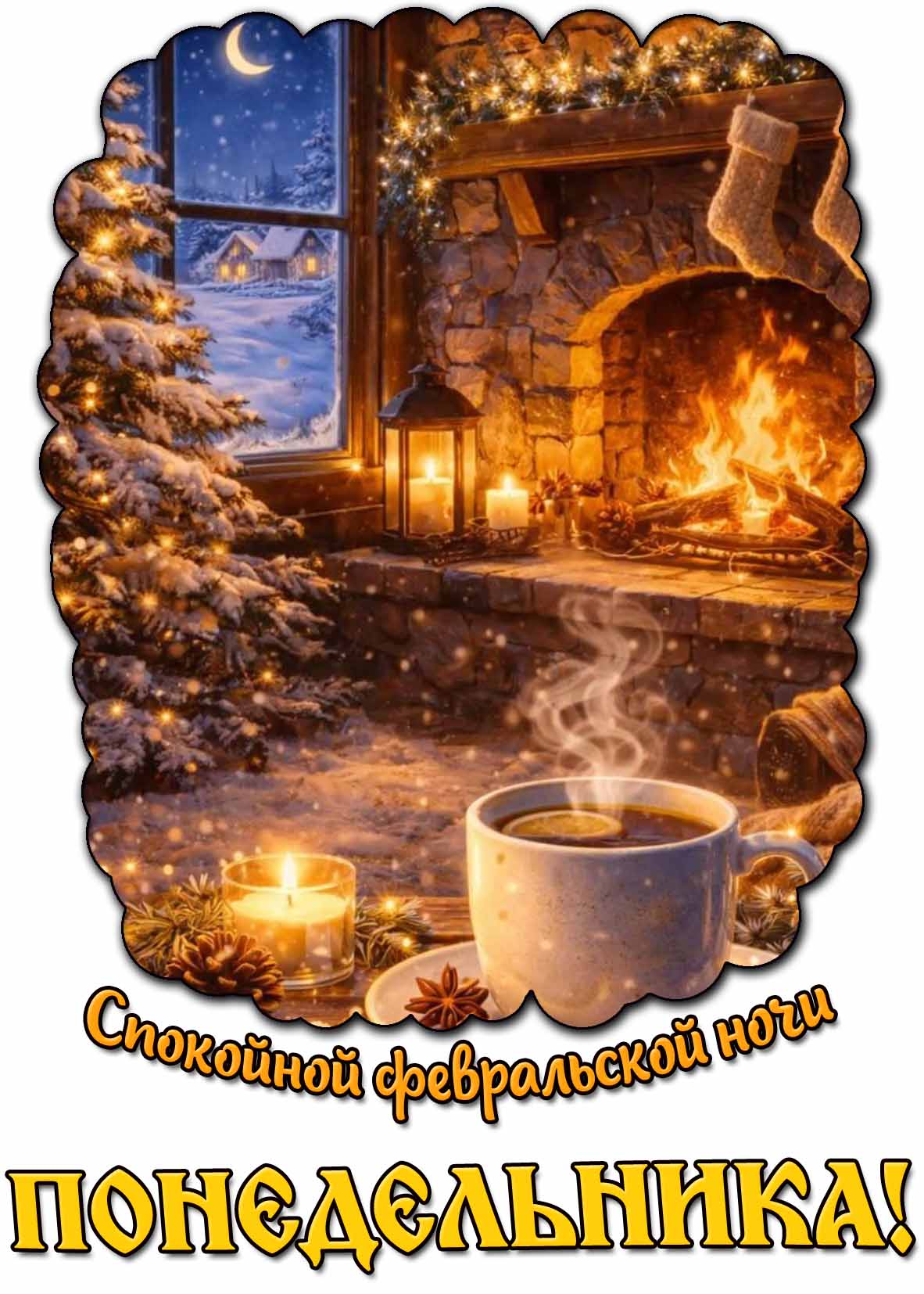 Картинка спокойной февральской ночи понедельника