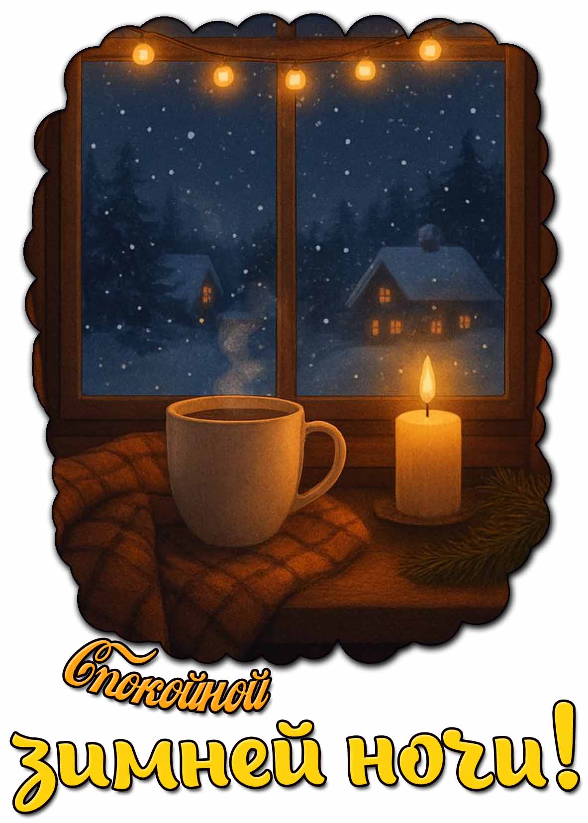 Красивая картинка спокойной зимней ночи