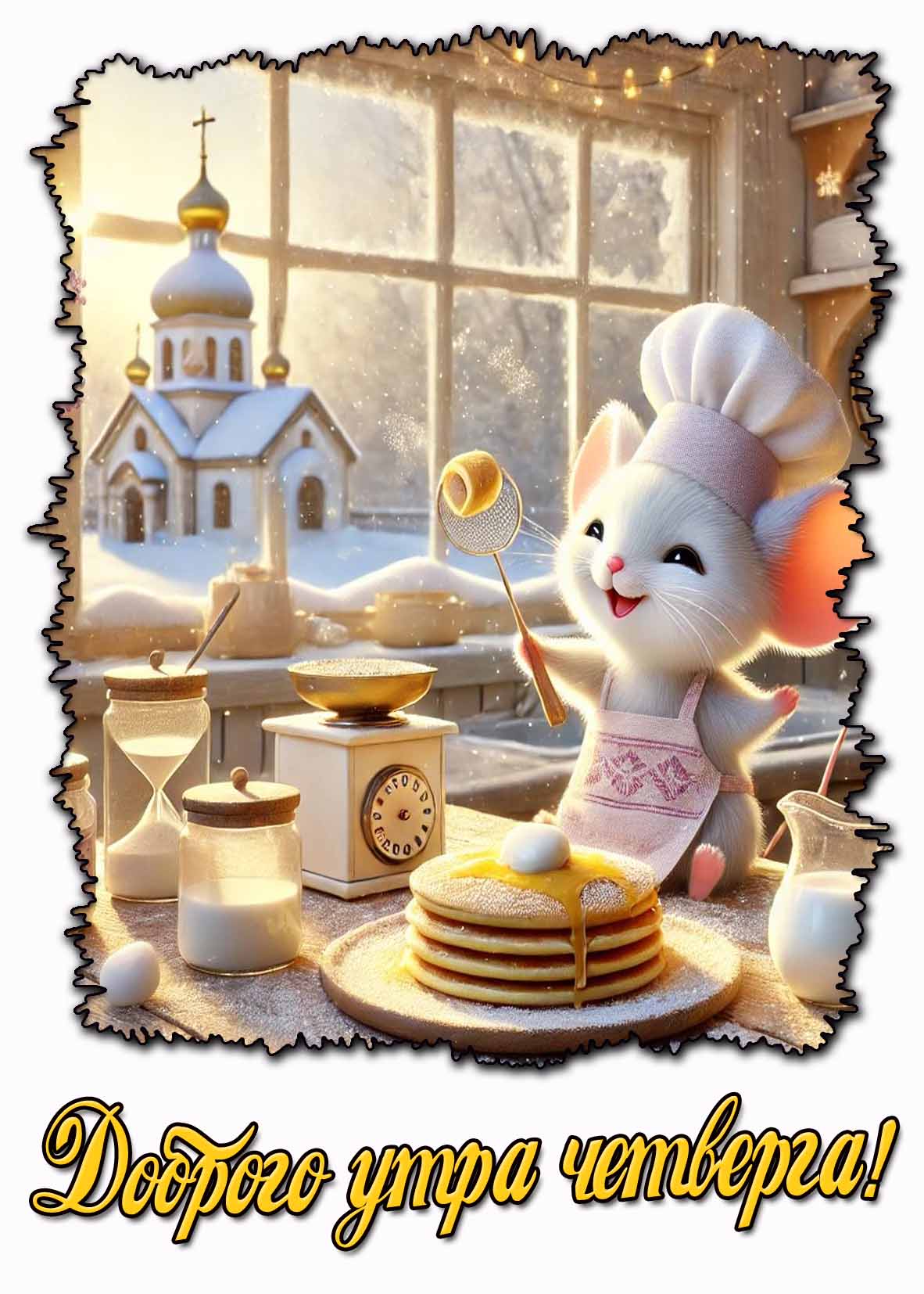 Зимняя открытка "Доброго утра четверга!"