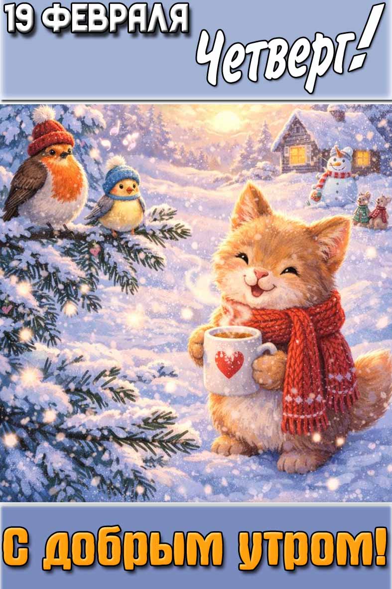 Открытка "19 февраля четверг! С добрым утром!"