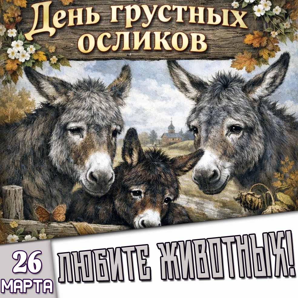 Картинка "26 марта - день грустных осликов! Любите животных!"