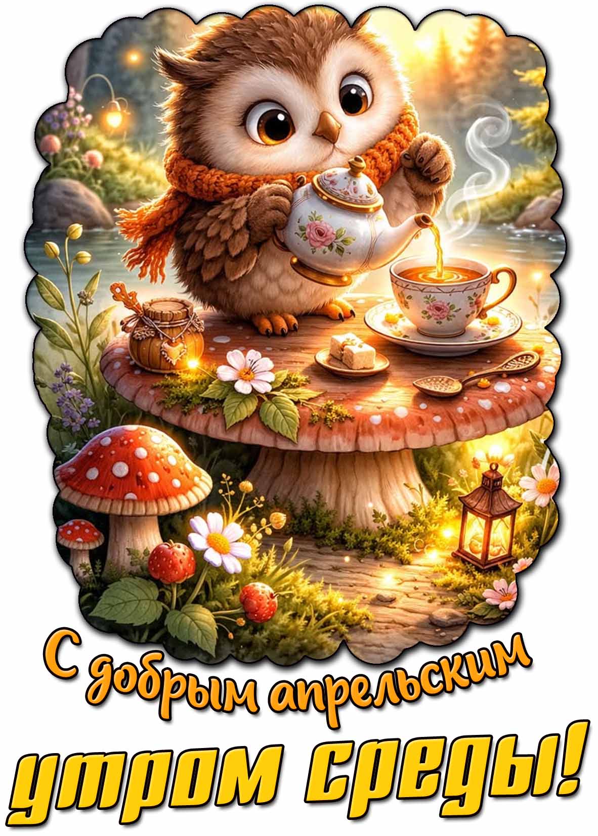 Красивая открытка с добрым апрельским утром среды