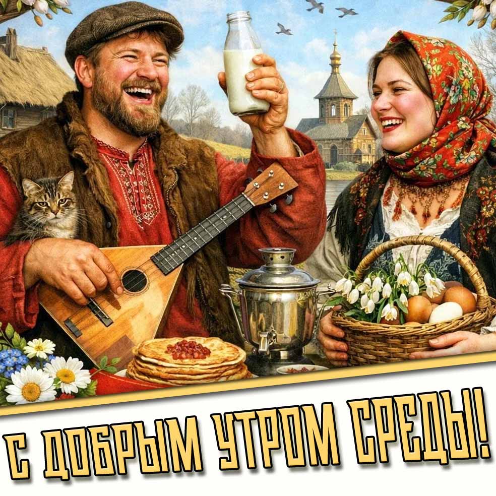 С добрым утром среды! - прикольная весенняя открытка