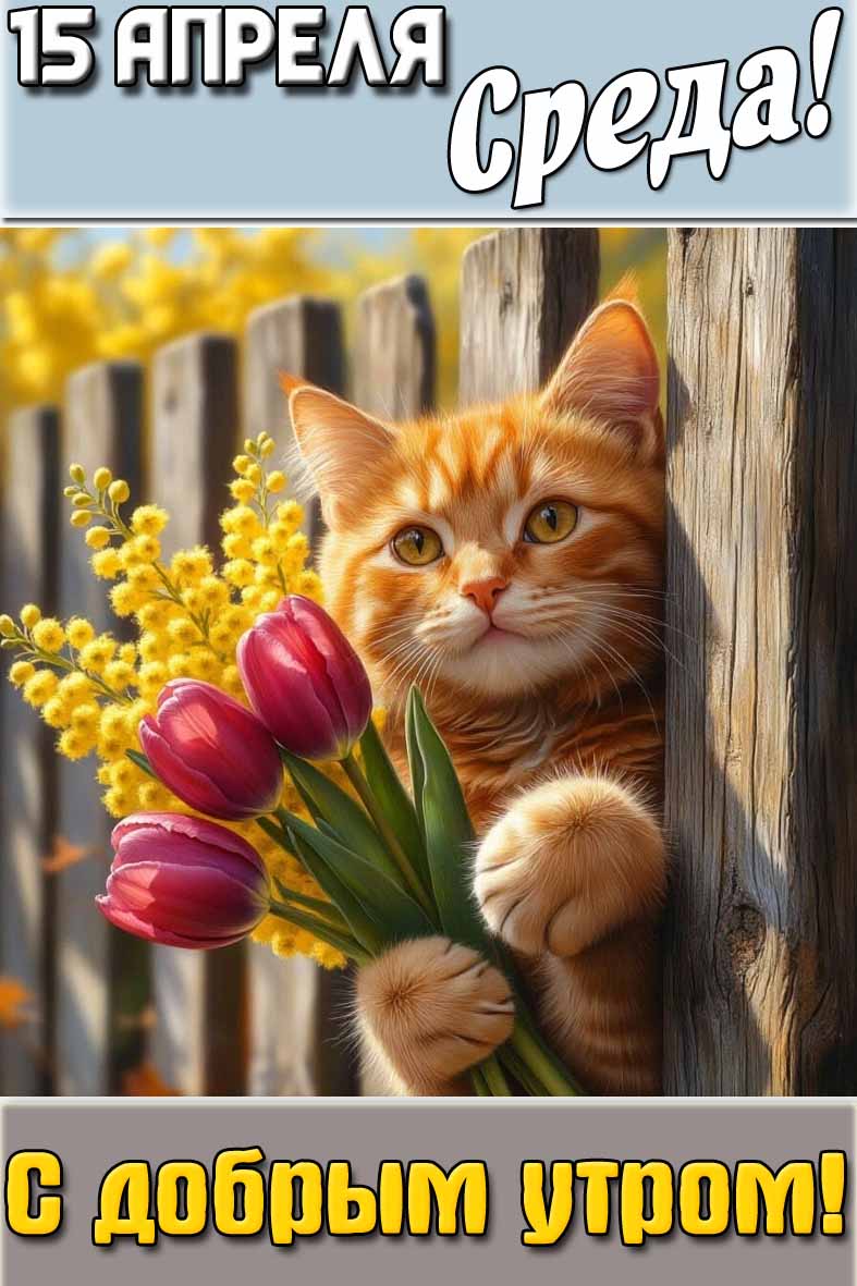 Открытка "15 апреля среда! С добрым утром!"