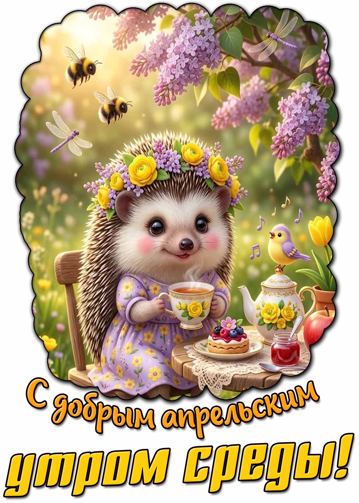 Открытка с добрым апрельским утром среды