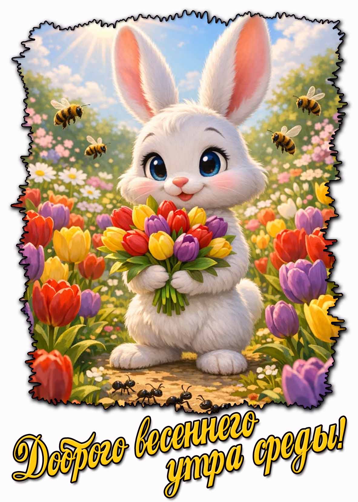 Красивая открытка доброго весеннего утра среды