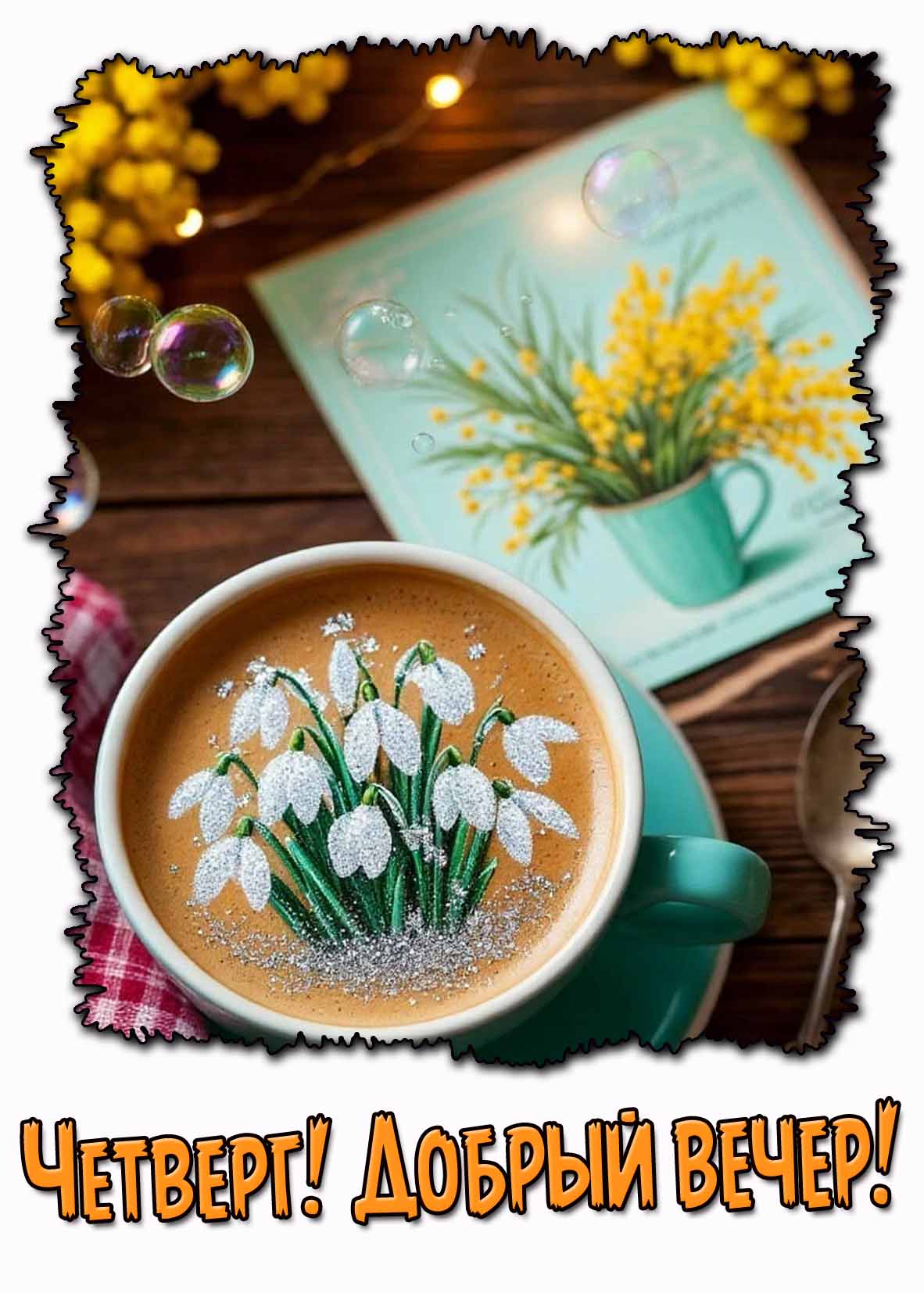 Картинка с весенними цветами "Четверг! Добрый вечер!"
