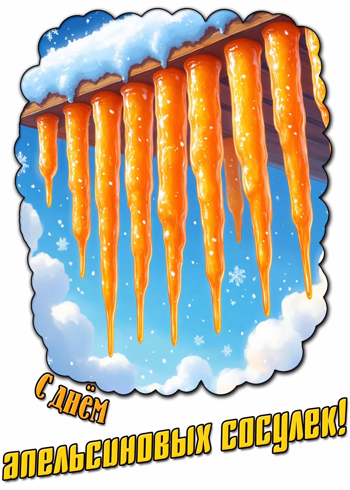 С днём апельсиновых сосулек! - красивая открытка