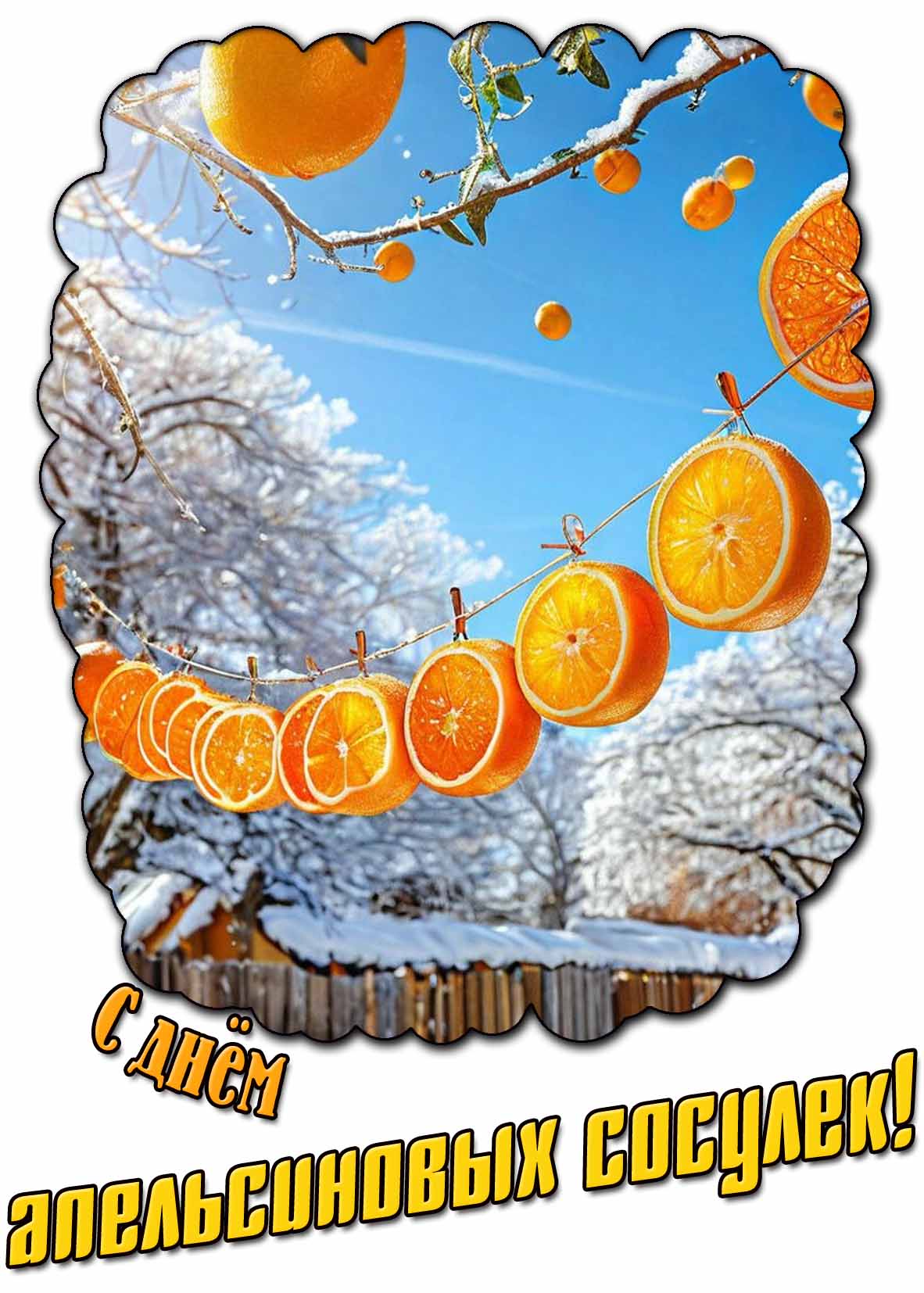 Креативная открытка с днём апельсиновых сосулек