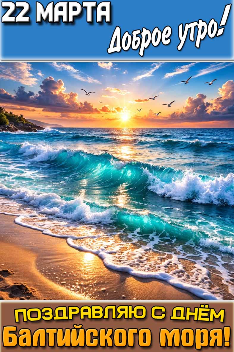 Открытка "22 марта доброе утро! Поздравляю с днём Балтийского моря!"