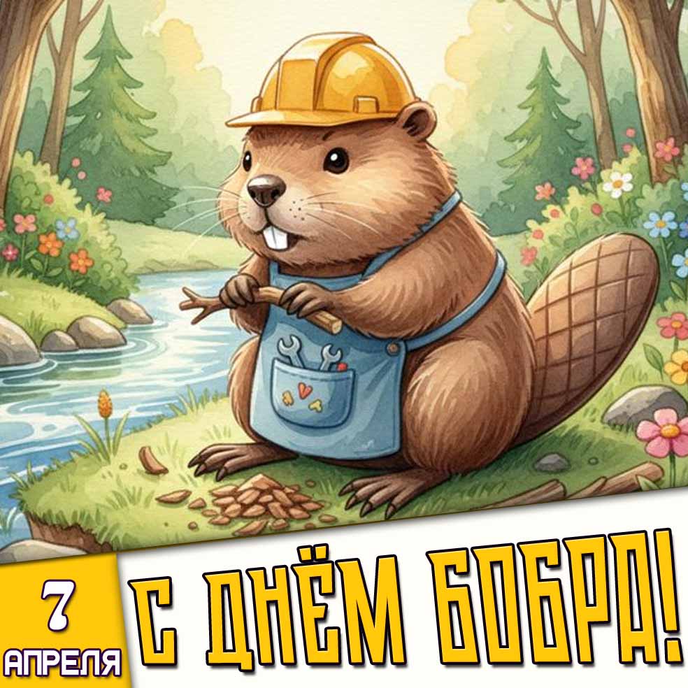 Картинка 7 апреля - с днём бобра!
