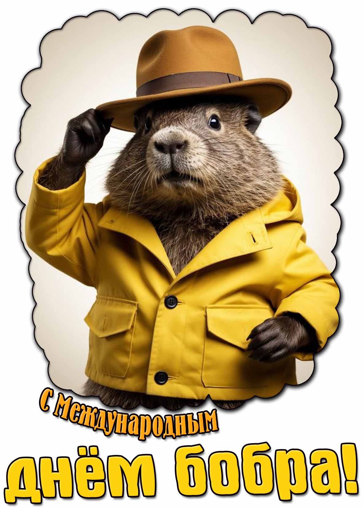 С Международным днём бобра! - стильная открытка